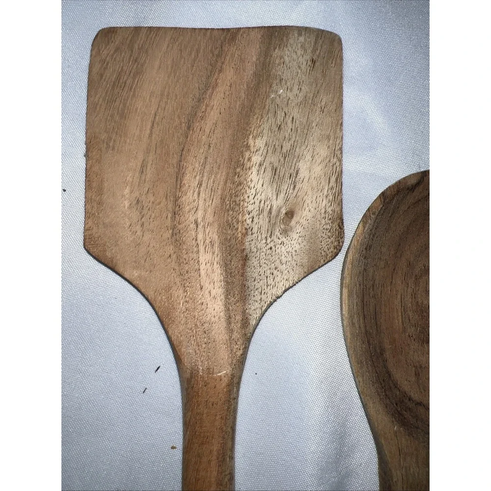 Lot of 2 Vtg Wood Kitchen Utensils Spoons Spatula‎ Farmhouse Rustic Decor